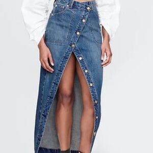 CULT GAIA X GAP Asymmetrical Denim Maxi Skirt Size 28/6